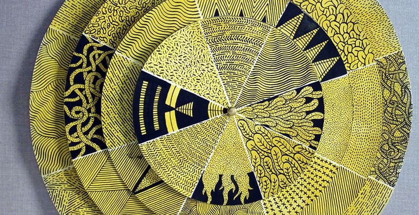 um circulo dividido em setores com varias texturas em cada um