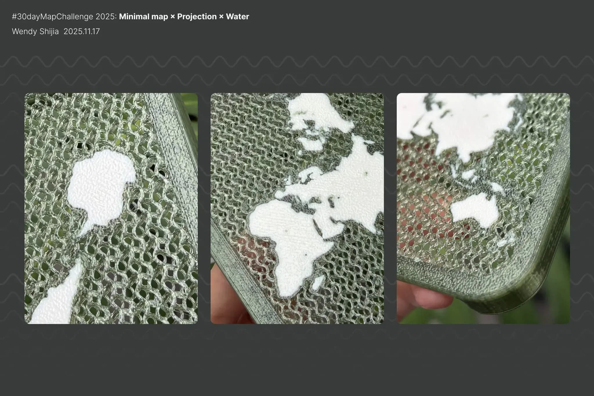 close ups da capinha, mostrando a textura do padrão gyroid usado